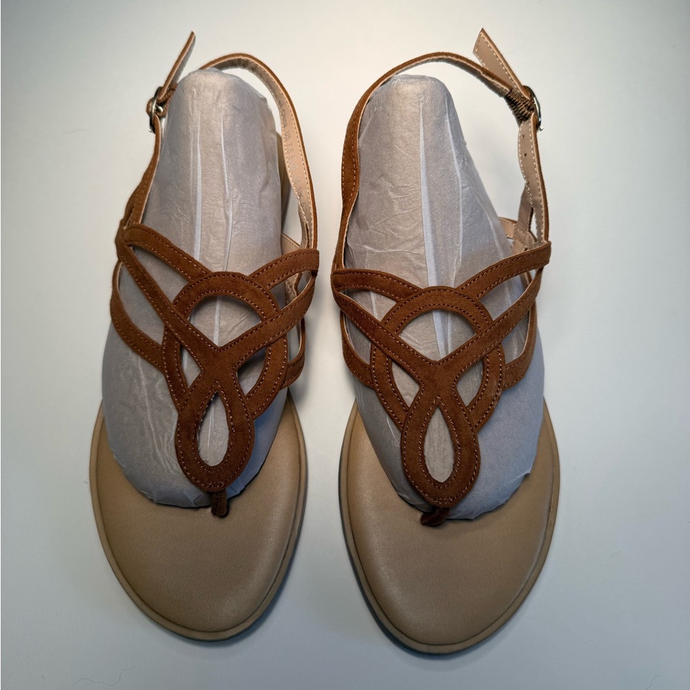 Market & Spruce Irene Tan Strappy Sandals Stitch Fix Thong Flat Size 7.5 - Picture 7 of 12